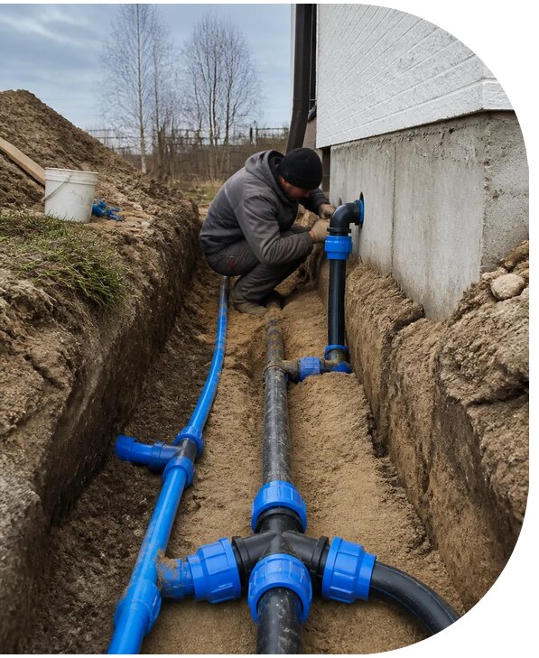 Монтаж наружного водопровода на участке под ключ в Волхове
